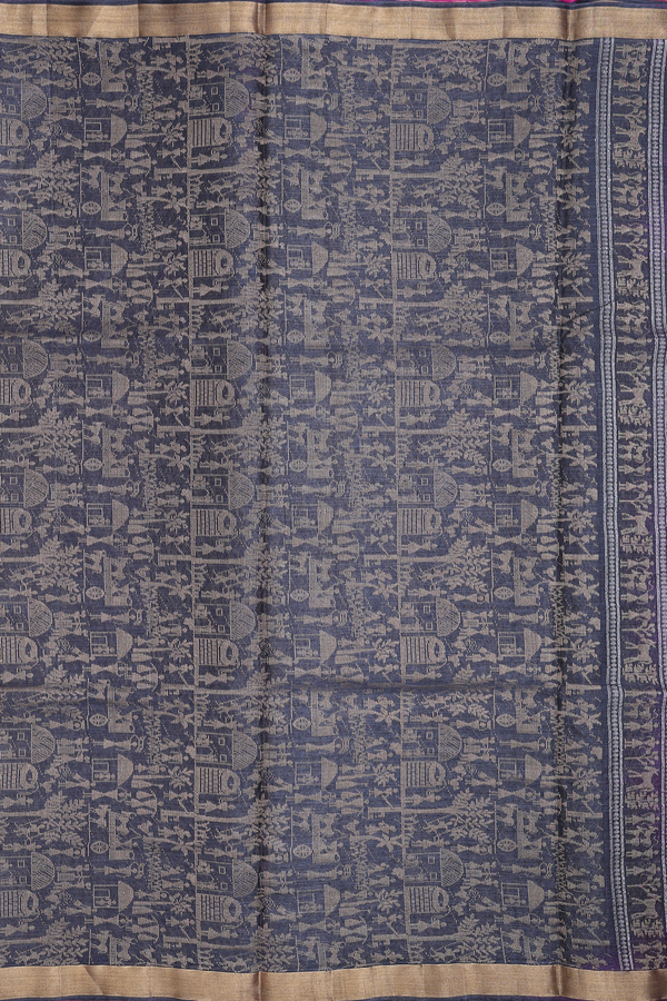 Tussar Silk Saree In Magenta With Warli Design