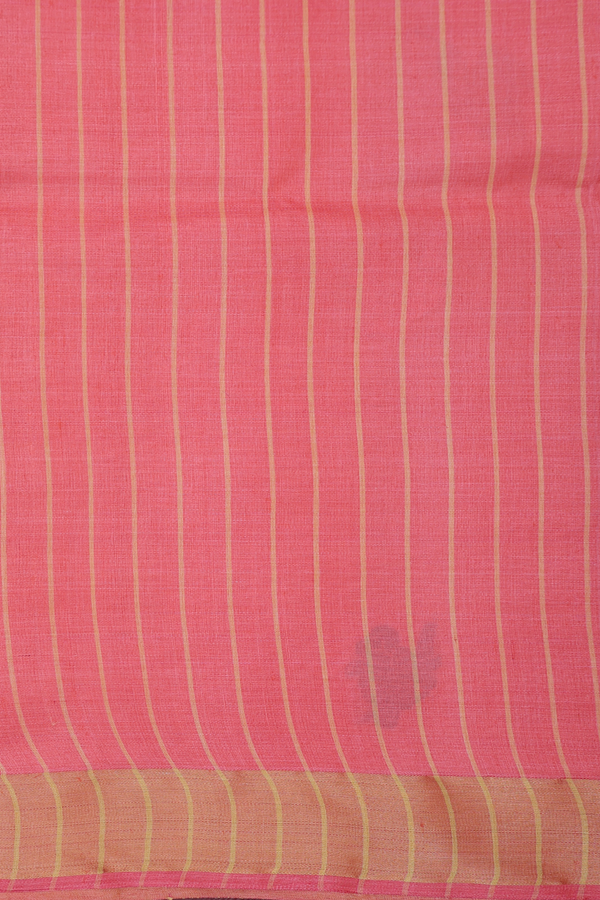 Tussar Silk Saree In Orange With Threadwork Buttas
