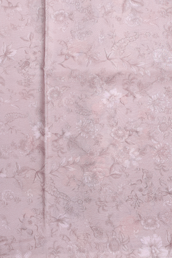 Printed Silk Saree In Blush Rose With Floral Design