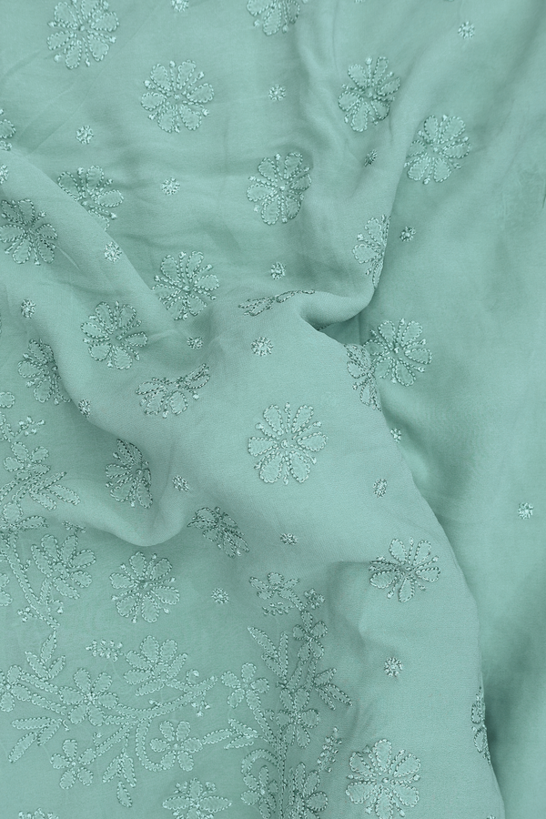 Georgette Saree In Turkish Blue With Embroidered Design