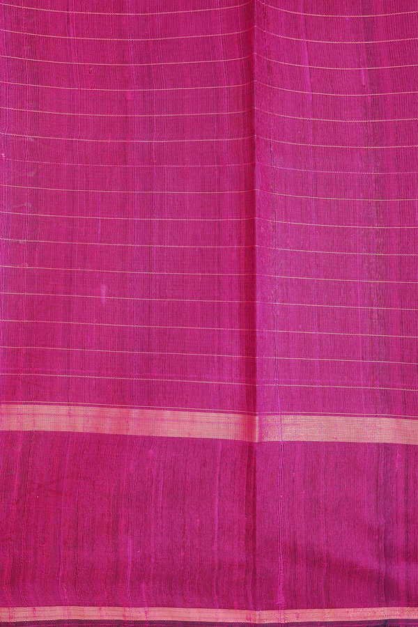 Jute Saree In Magenta With Checks Design
