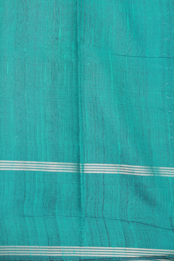 Jute Saree In Teal Green With Stripes Design