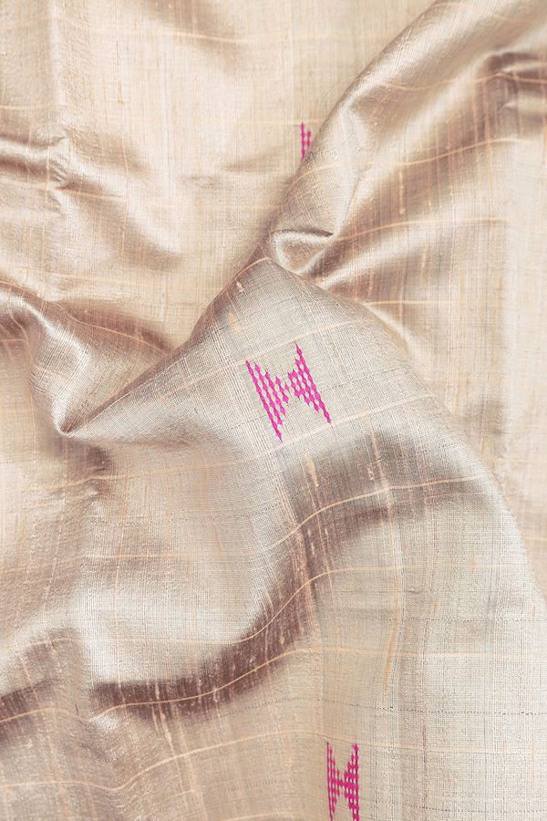 Jute Saree In Dusty Khaki With Threadwork Buttas