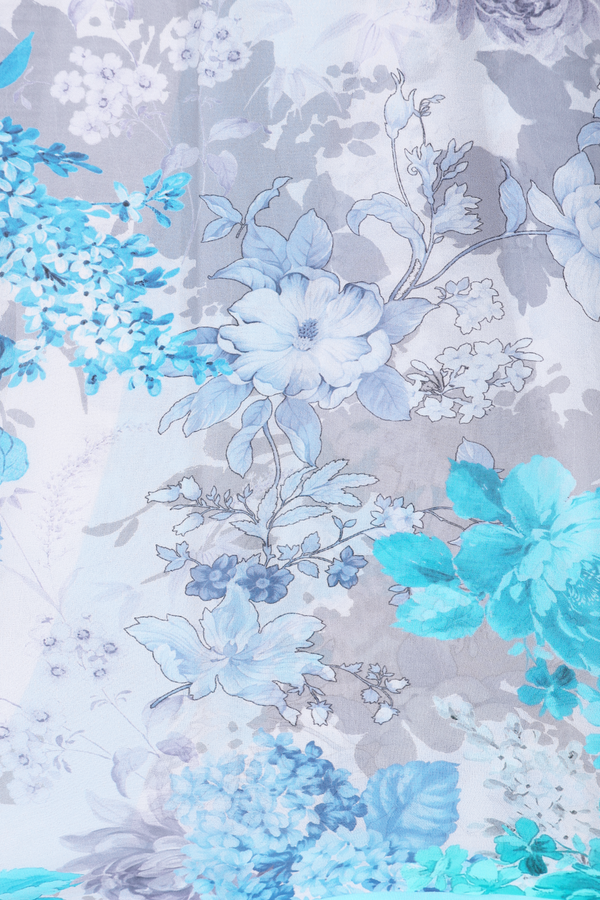 Georgette Saree In Light Grey With Floral Printed Design