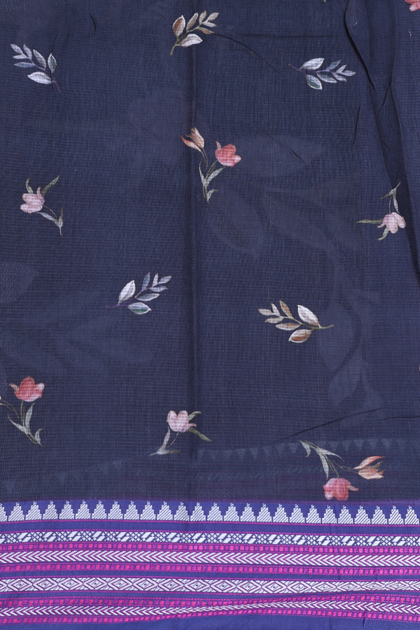 Kota Silk Saree In Black With Floral Design