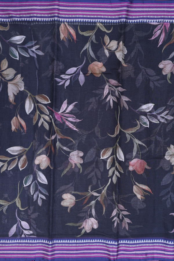 Kota Silk Saree In Black With Floral Design