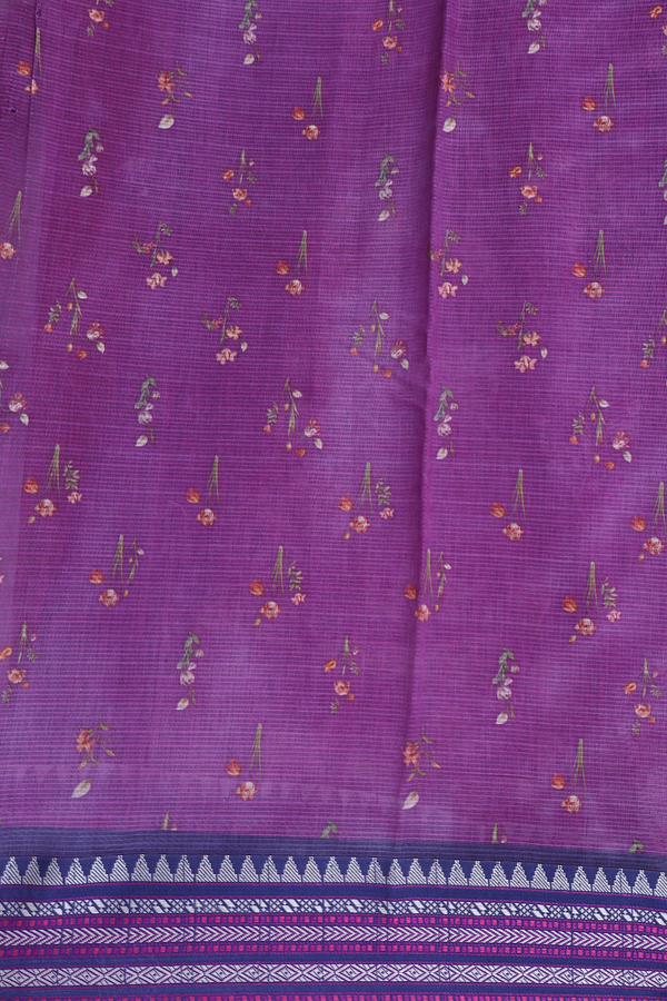 Kota Silk Saree In Purple With Floral Design