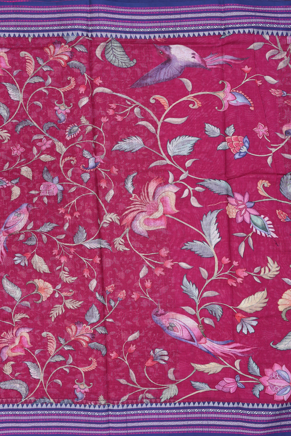 Kota Silk Saree In Deep Mulberry With Floral Design