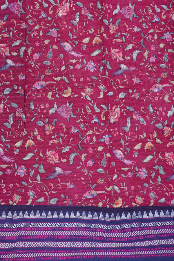 Kota Silk Saree In Deep Mulberry With Floral Design