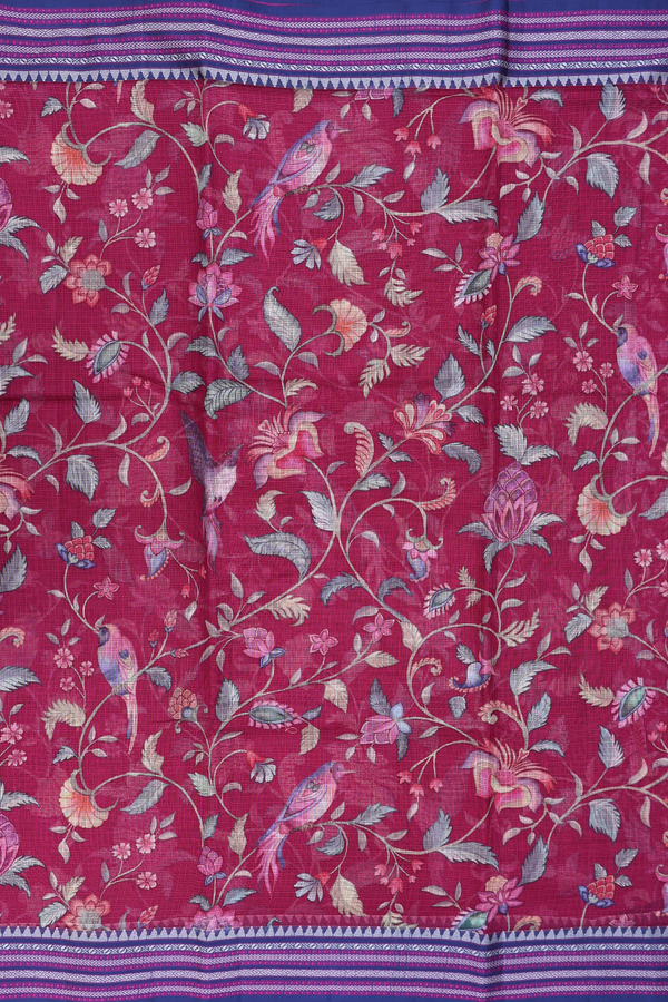 Kota Silk Saree In Deep Mulberry With Floral Design