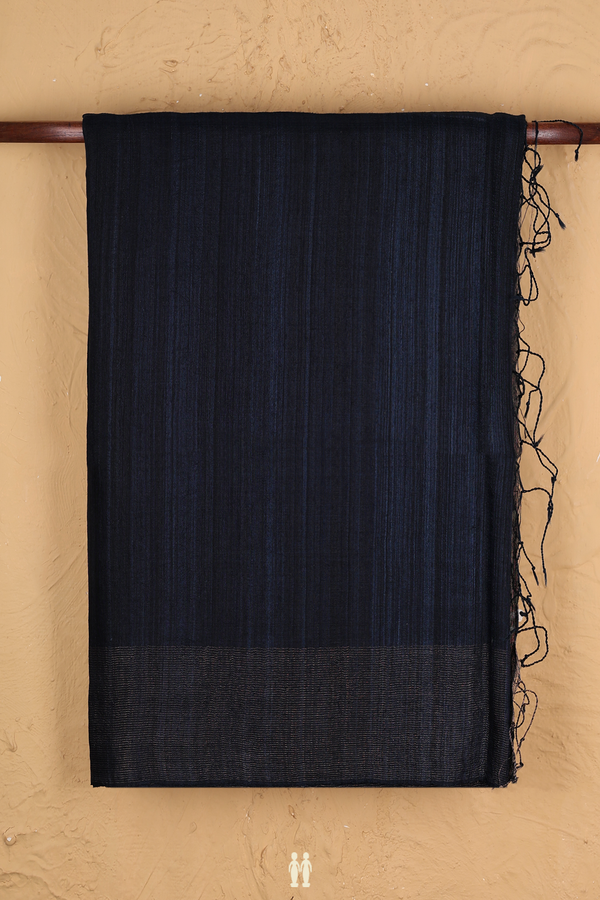 Bailu Silk Saree In Navy Blue With Zari Border