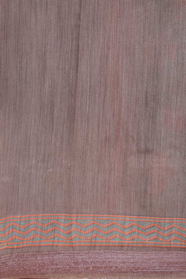 Chanderi Silk Cotton Saree In Brown With Floral Design