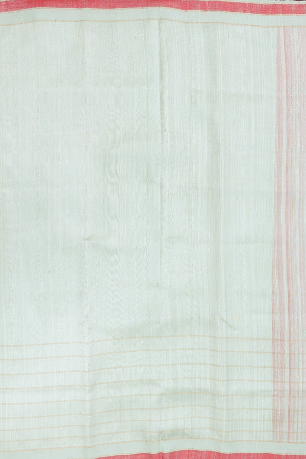 Tussar Silk Saree In Pale Green With Contrast Border