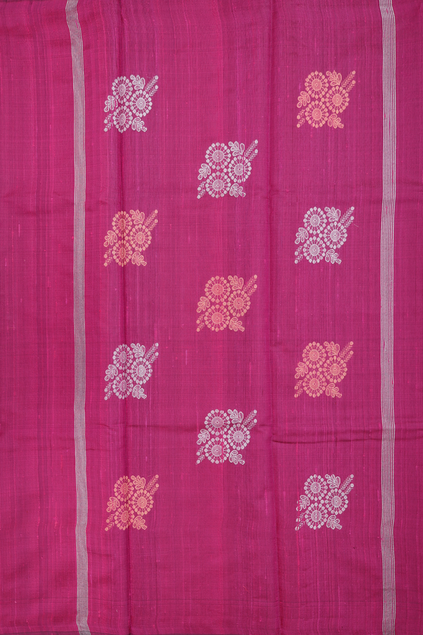 Jute Saree In Purple Rose With Zari Buttas