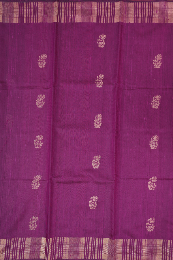 Jute Saree In Purple With Floral Buttas