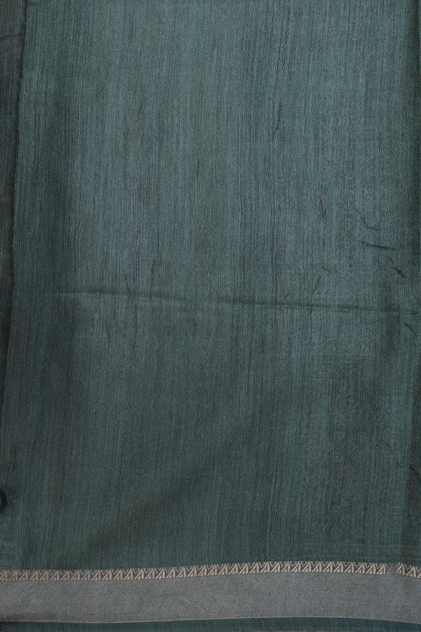 Tussar Silk Saree In Forest Green With Printed Design