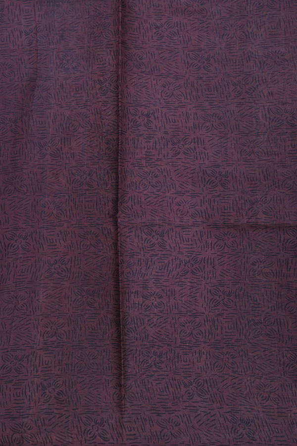 Printed Silk Saree In Coffee Brown With Diamond Design