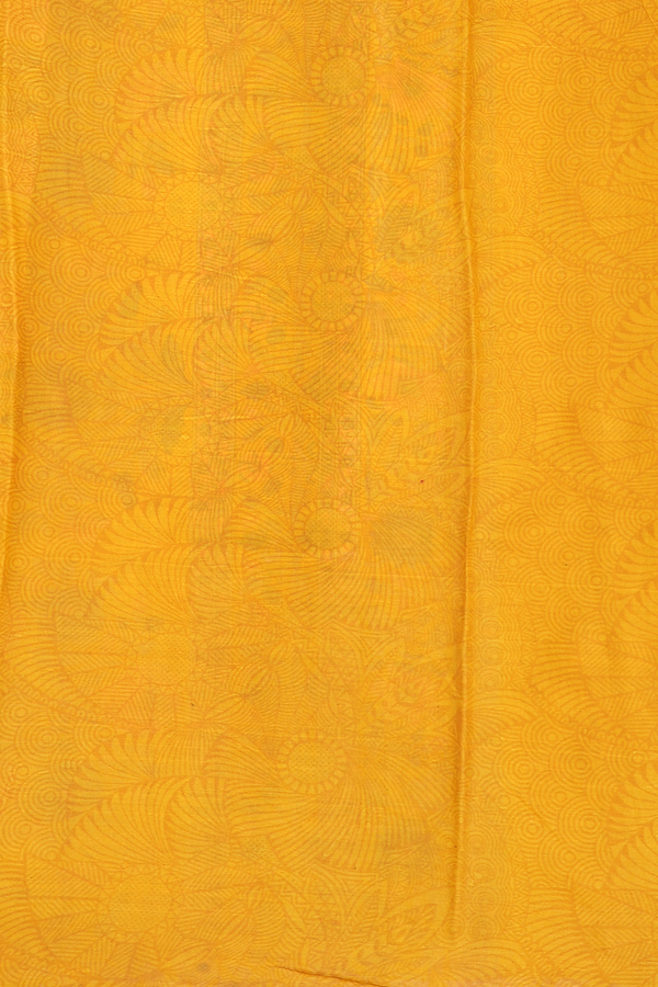 Printed Silk Saree In Honey Orange With Floral Design