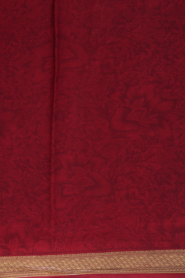 Crepe Saree In Crimson Red With Floral Buttas