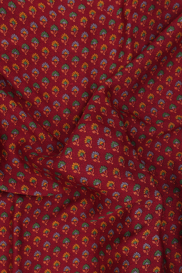 Crepe Saree In Crimson Red With Floral Buttas