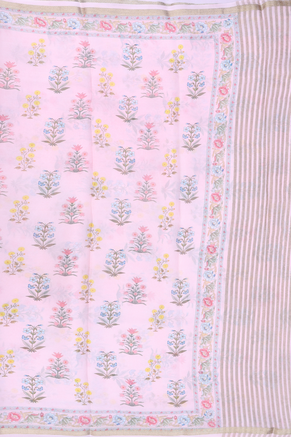 Crepe Saree In Pink With Floral Printed Design