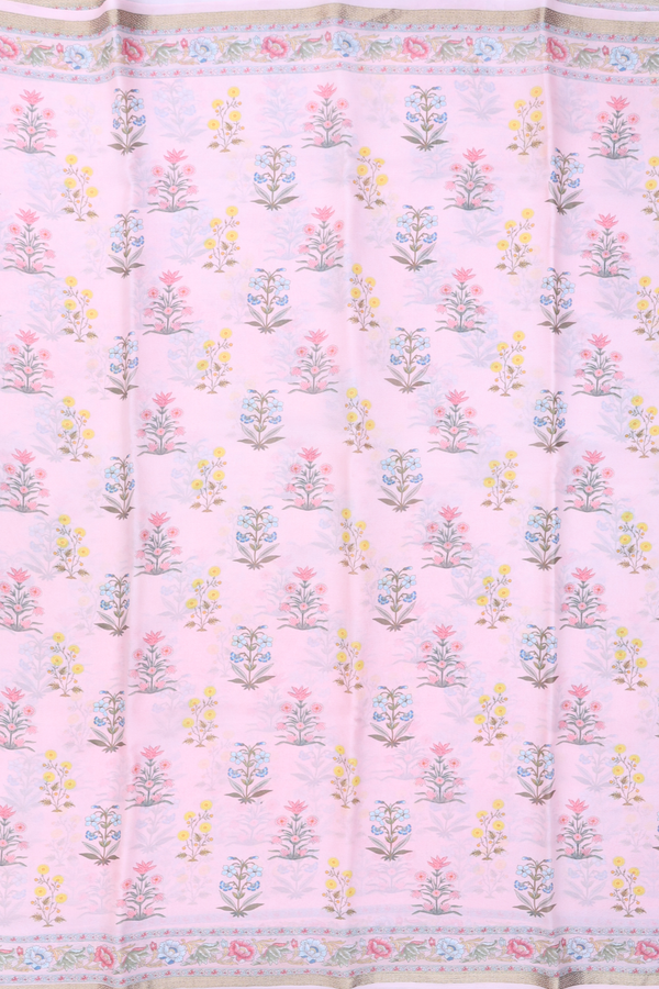 Crepe Saree In Pink With Floral Printed Design