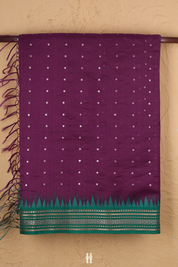 Bailu Silk Saree In Grape Purple With Chamki Work