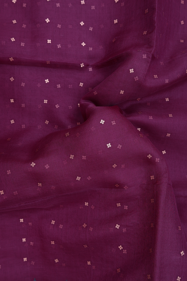 Bailu Silk Saree In Grape Purple With Chamki Work