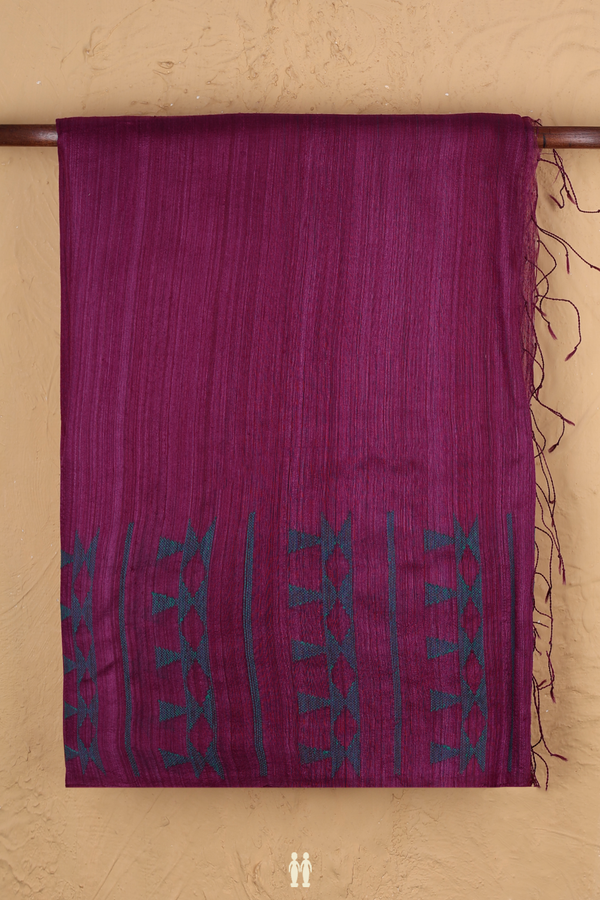 Bailu Silk Saree In Grape Purple With Threadwork Border