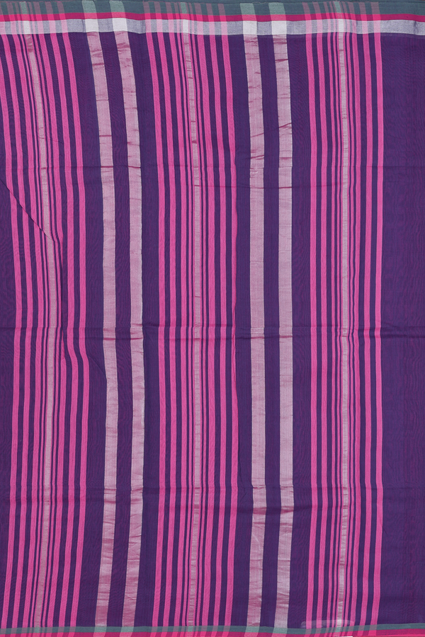 Linen Saree In Purple With Threadwork Design