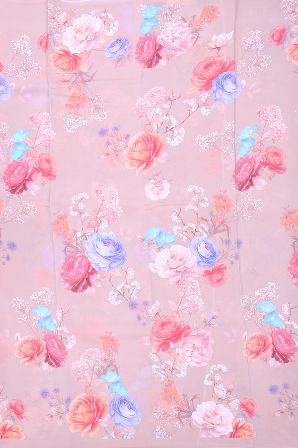 Crepe Saree In Dusty Purple With Floral Design