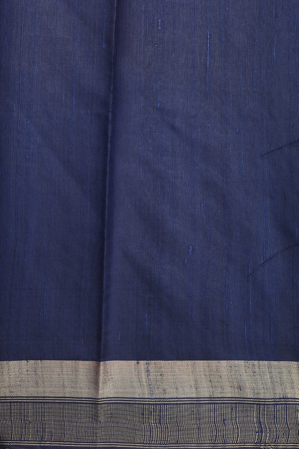 Jute Saree In Teal Blue With Floral Buttas