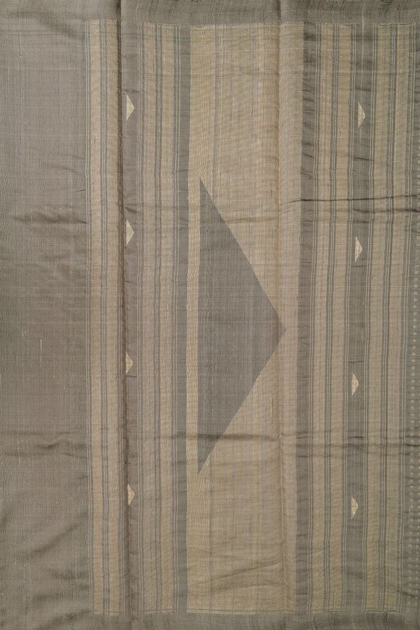 Jute Saree In Dark Olive Green With Zari Buttis