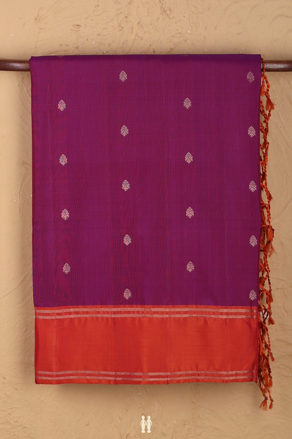 Soft Silk Saree In Purple With Zari Buttis
