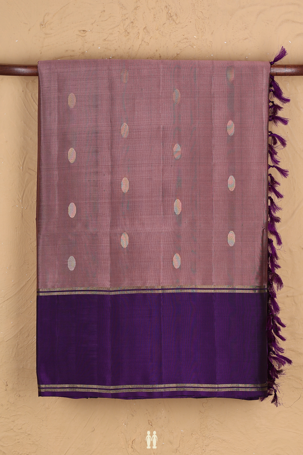 Soft Silk Saree In Dusty Rose With Rudraksh Buttas