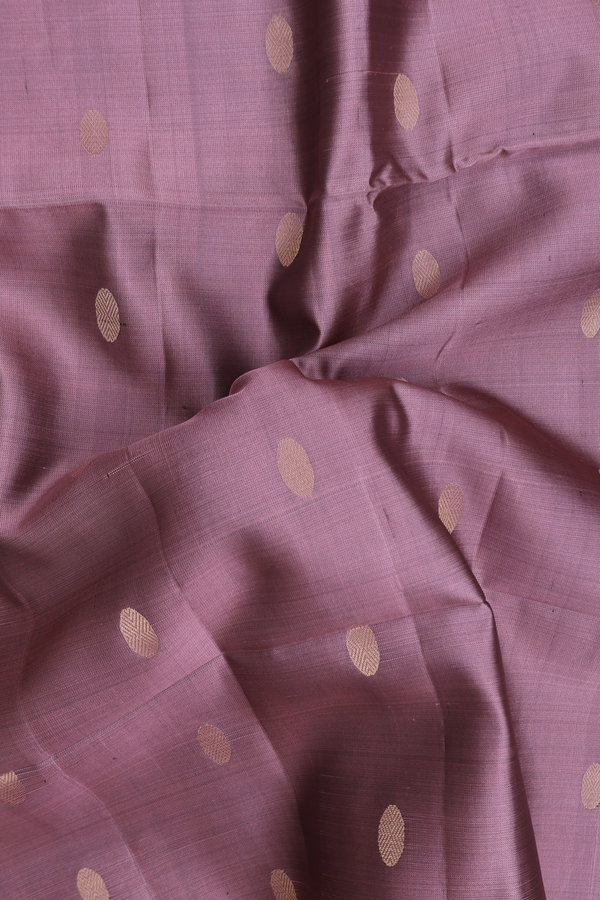 Soft Silk Saree In Dusty Rose With Rudraksh Buttas