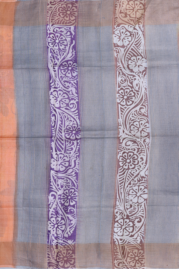 Tussar Silk Saree In Multicolor With Floral Design