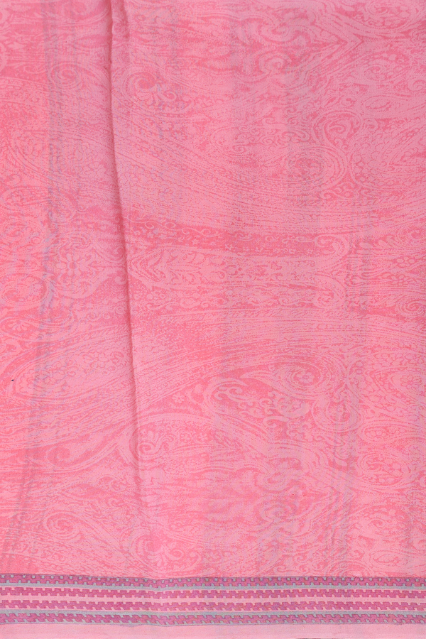 Crepe Saree In Light Pink With Floral Design