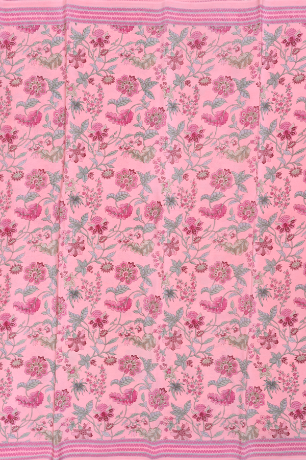 Crepe Saree In Light Pink With Floral Design
