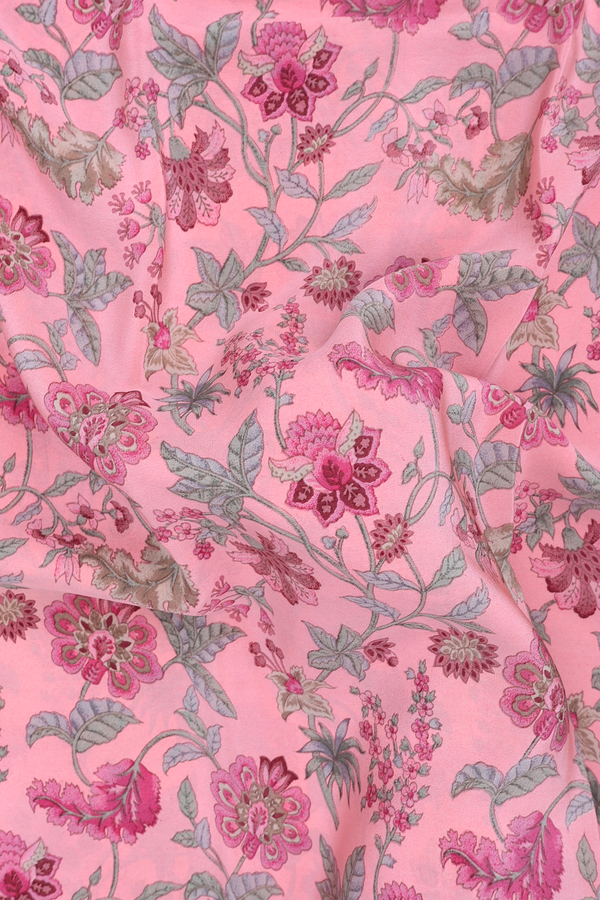 Crepe Saree In Light Pink With Floral Design