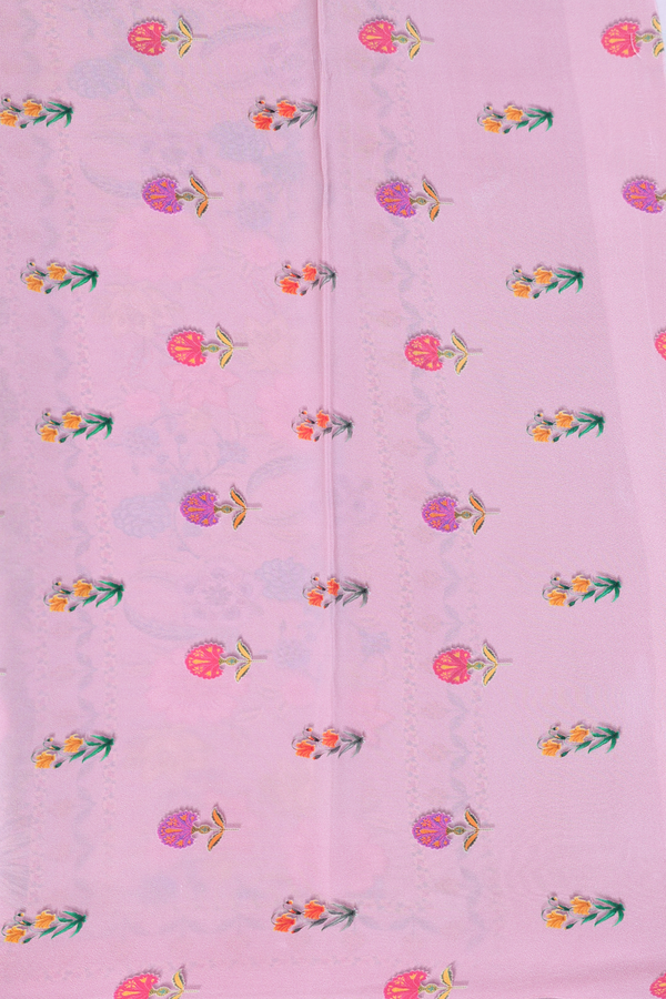 Crepe Saree In Dusty Rose With Floral Buttas