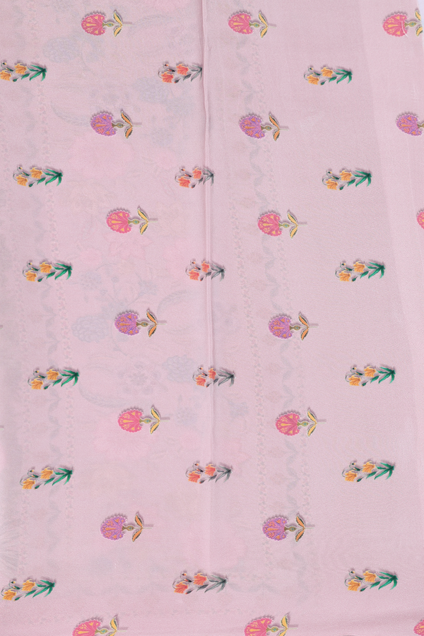Crepe Saree In Dusty Rose With Floral Buttas