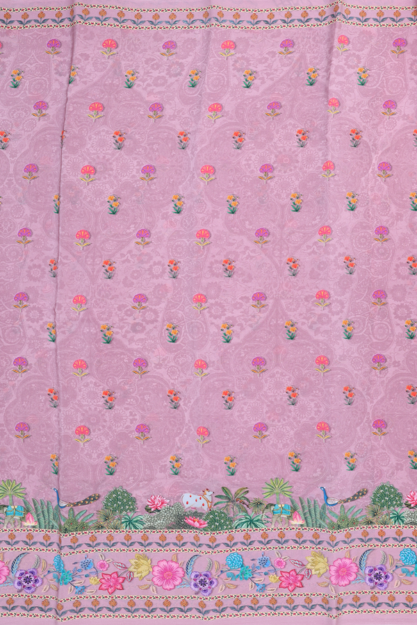 Crepe Saree In Dusty Rose With Floral Buttas
