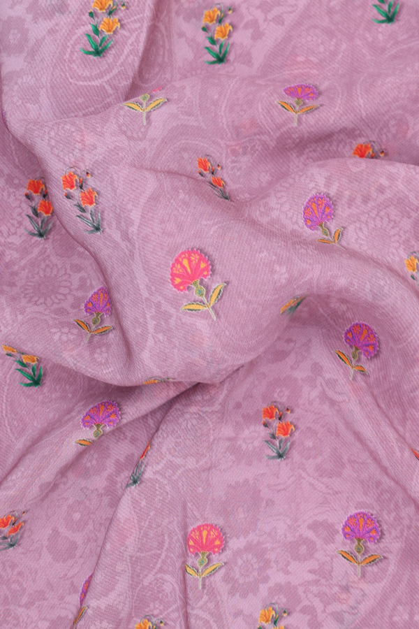 Crepe Saree In Dusty Rose With Floral Buttas