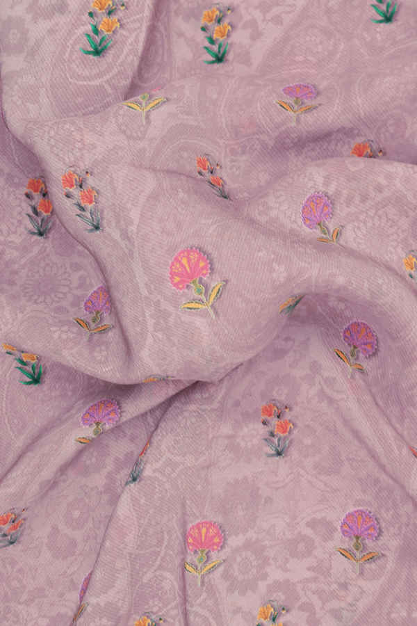 Crepe Saree In Dusty Rose With Floral Buttas