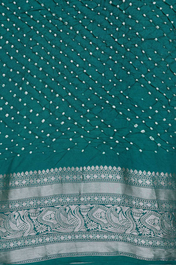 Bandhani Silk Saree In Fern Green With Tie And Dye Design