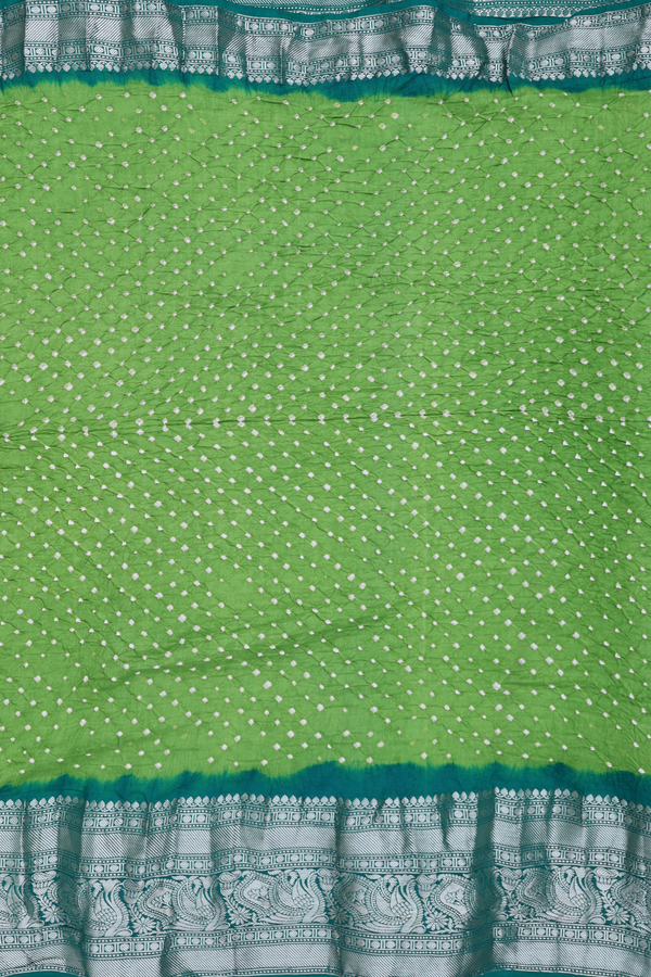 Bandhani Silk Saree In Fern Green With Tie And Dye Design