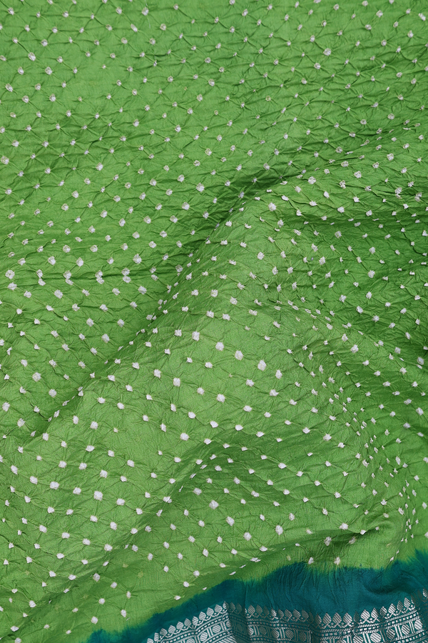 Bandhani Silk Saree In Fern Green With Tie And Dye Design