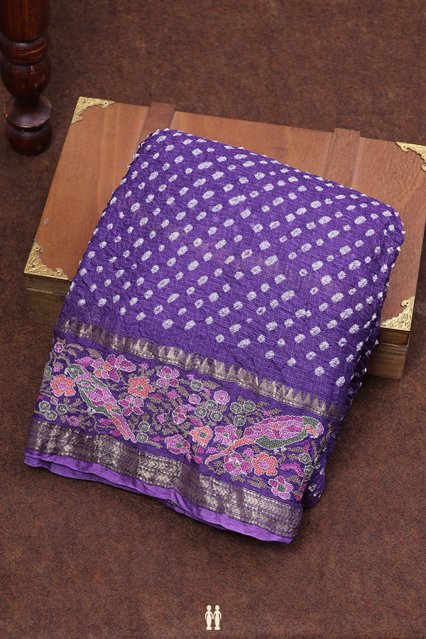 Kota Bandhani Silk Saree In Purple With Tie And Dye Design