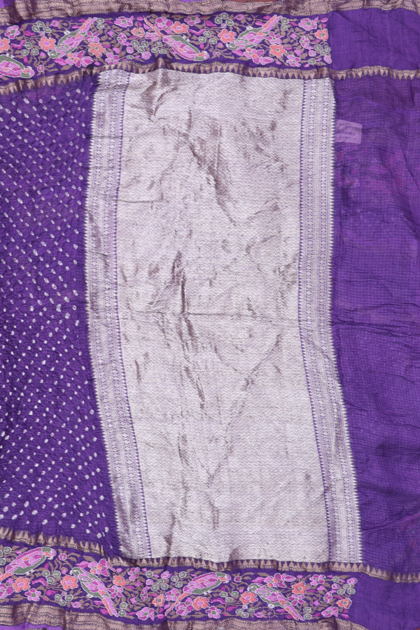 Kota Bandhani Silk Saree In Purple With Tie And Dye Design